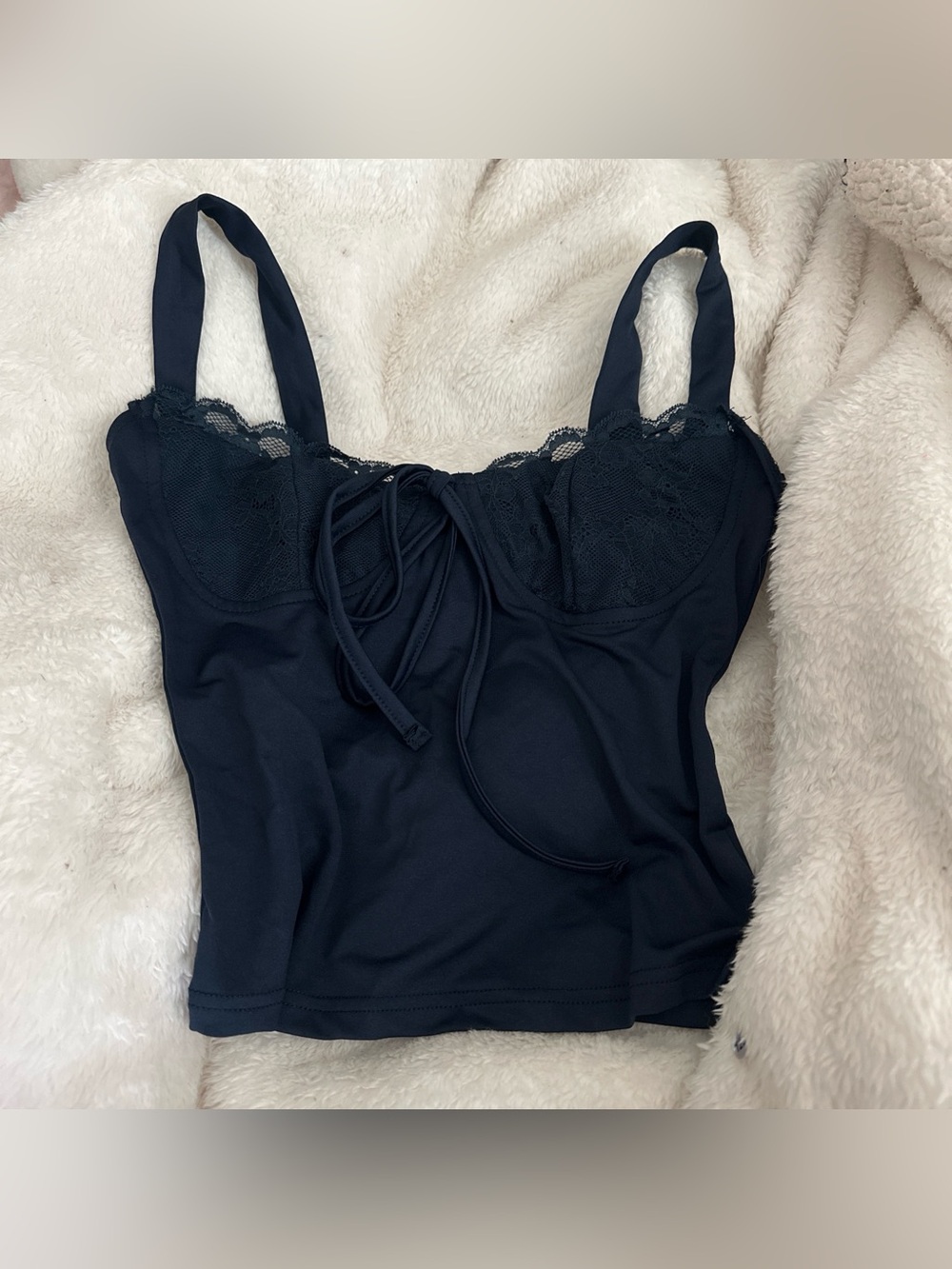 Black Lace-Trim Bustier Tank Top